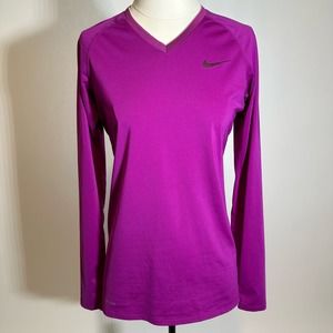 Nike Pro Combat Fuchsia Dri-Fit Fitted LS Training Shirt Womens Size Medium M